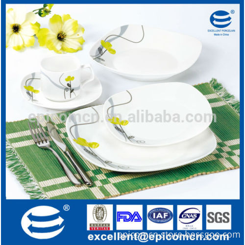 houehold crockery 20pcs square kitchen ware porcelain set with simple decor